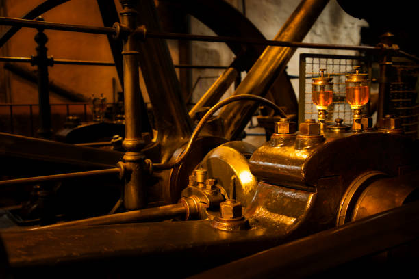 Old generator for generating electricity. Powered by steam engine.