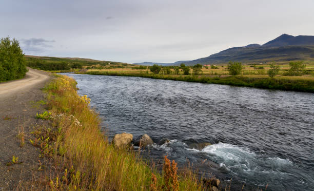 View of Huseyjarkvisl river in Iceland, famous fly fishing destination stock photo