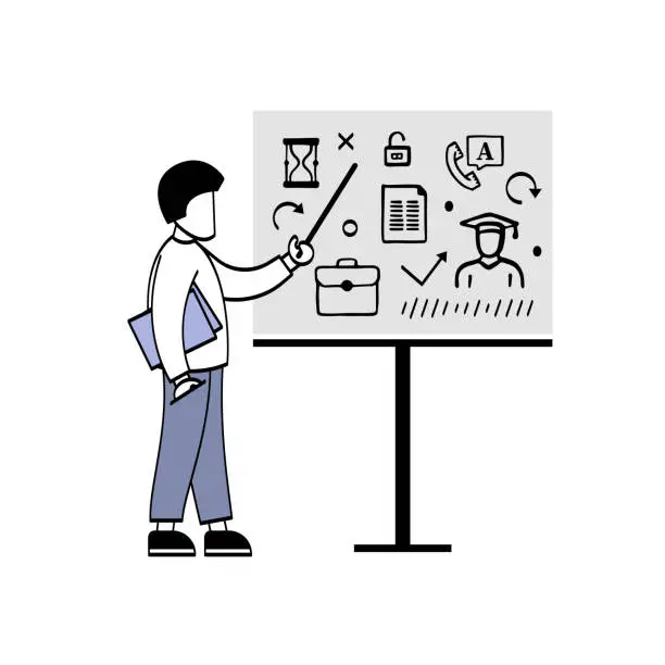 Vector illustration of Career Coach with Whiteboard