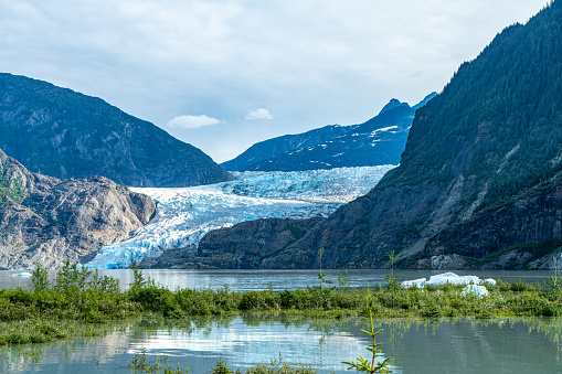 Snow Mountain Range, Two Lakes, Ocean, Seward Highway, Anchorage, Alaska