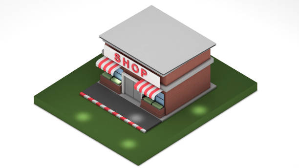 istock Shop selling goods and drinks in isometric view.,3D rendering 1897525713