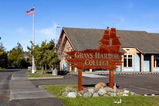 Ilwaco WA USA  Nov 26 2023- Grays Harbor College Building