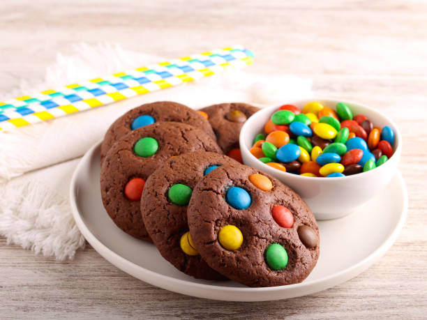 istock Chocolate cookies with color candies. 1897614014