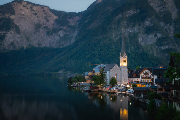 istock Night View of Hallstatt Lake 1897614962