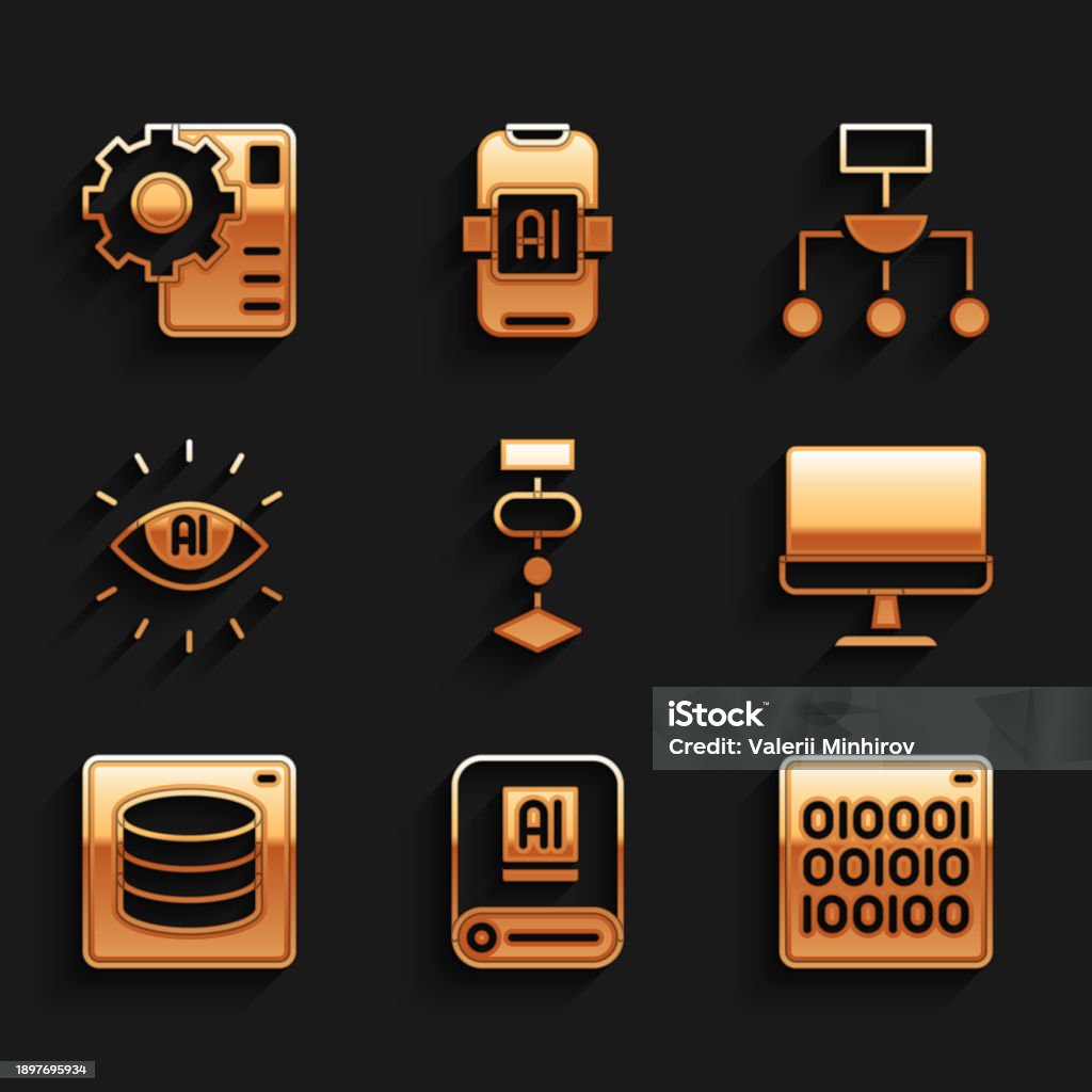 Set Algorithm Artificial Intelligence Ai Binary Code Computer Monitor ...
