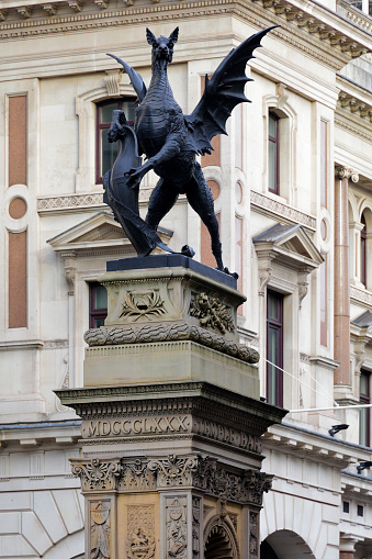 The Temple Bar memorial griffin at the entrance to the city of London.