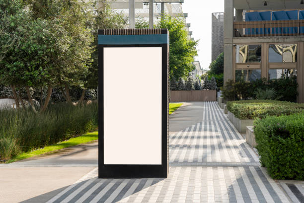 istock Blank electronic advertising poster with blank space screen for text message or promotional content, clear banner in urban setting, empty poster, public information billboard 1898202072