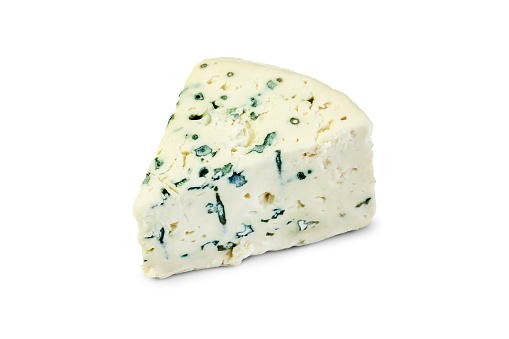 Blue cheese isolated on white background. cheese with blue mold