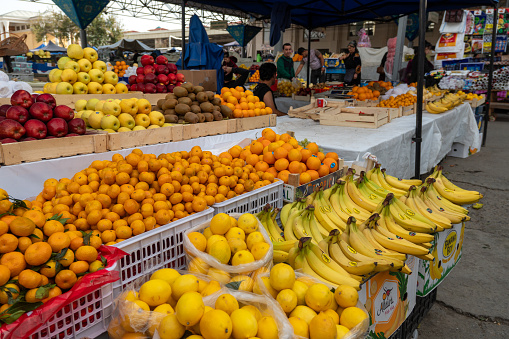 October 29, 2023. Samarkand, Uzbekistan: fruit and vegetable market of the historic city