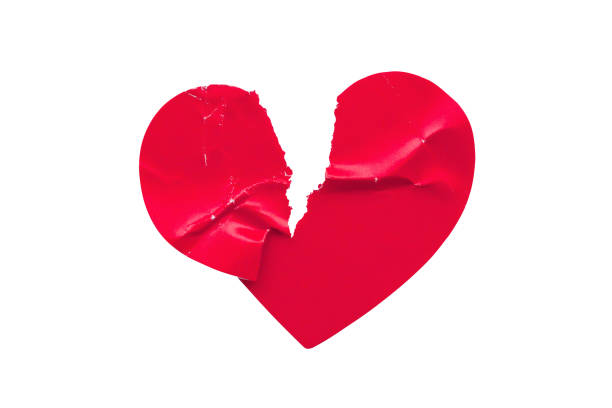 istock Red color broken heart shape sticker isolated on white background 1898223737
