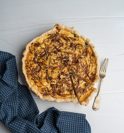 homemade caramelised egg quiche