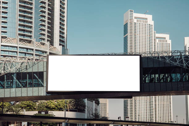 Blank electronic advertising poster with blank space screen for text message or promotional content, clear banner in urban setting, empty poster, public information billboard
