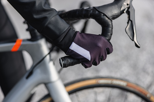 Close-up of the details of cycling gear.