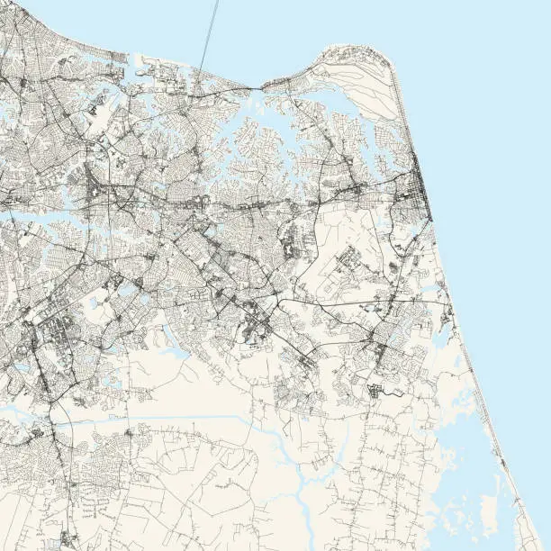 Vector illustration of Virginia Beach, Virginia, USA Vector Map