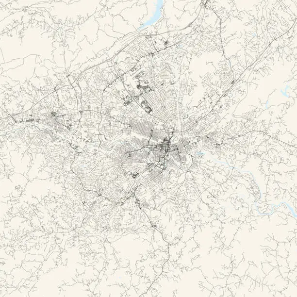 Vector illustration of Roanoke, Virginia, USA Vector Map