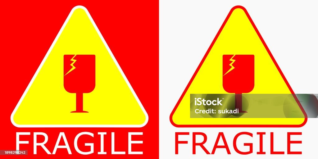 Fragile Triangular Sign Fragile Triangle Shape Stickers Fragile Handled With Care Stock ...