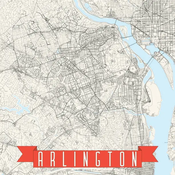 Vector illustration of Arlington, Virginia, USA Vector Map