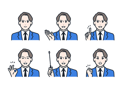 Simple color icon illustration set material for young businessmen
