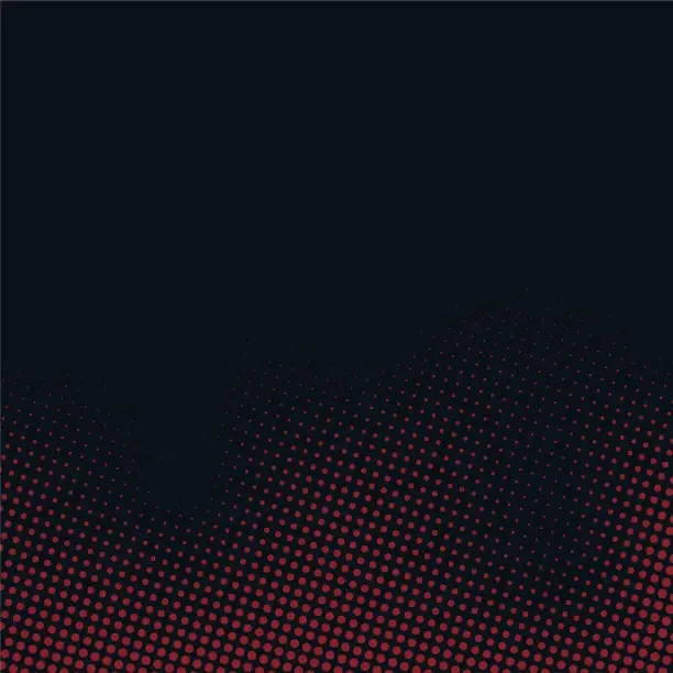 Vector illustration of red and black halftone dot on black background, abstract template format design