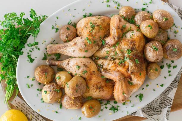 istock Roasted Spatchcock Chicken served with Roasted Potatoes 1898552838