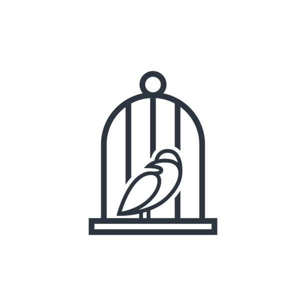 bird cage icon design symbol template flat style vector - birdhouse birds nest animal nest house stock illustrations