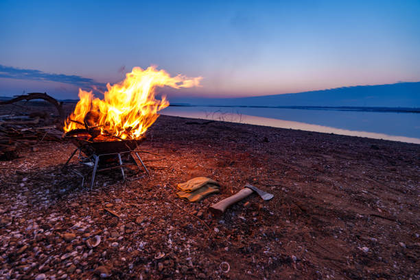 istock Outdoor bonfire at sunset 1898611065