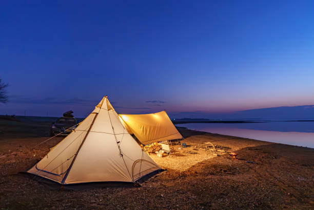 istock Outdoor camping scene at sunset 1898613114