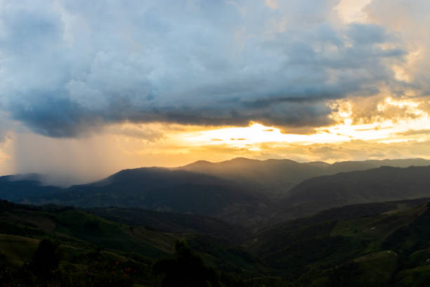 Storm clouds with the rain. Nature Environment Dark huge cloud sky black stormy cloud