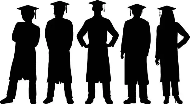 Vector illustration of Graduates Silhouette