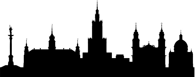 Warsaw skyline. All buildings are complete and moveable.