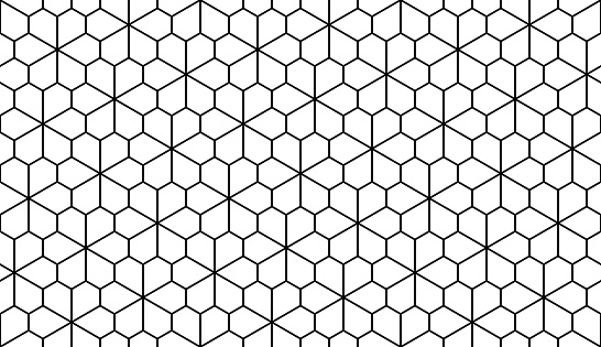 Seamless floret geometric pattern with line, polygonal tessellation, vector illustration.