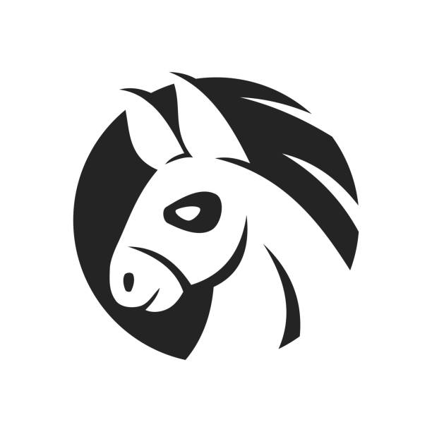 illustrations, cliparts, dessins animés et icônes de modèle de logo d’âne isolé. identité de marque. icône abstrait graphique vectoriel - mule animal profile animal head