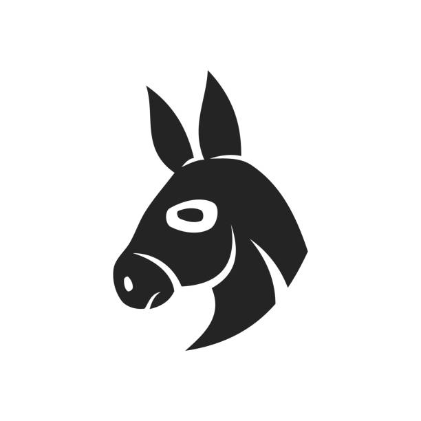 illustrazioni stock, clip art, cartoni animati e icone di tendenza di modello di logo dell'asino isolato. identità del marchio. icona astratta grafica vettoriale - mule animal profile animal head