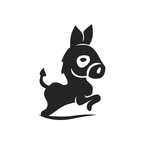 illustrations, cliparts, dessins animés et icônes de modèle de logo d’âne isolé. identité de marque. icône abstrait graphique vectoriel - mule animal profile animal head
