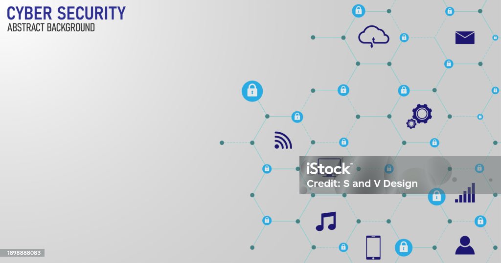 Cyber Technology Security Hitech Vector Illustration With Various ...