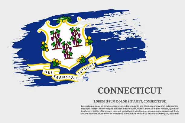 Vector illustration of Connecticut US flag grunge brush and poster, vector