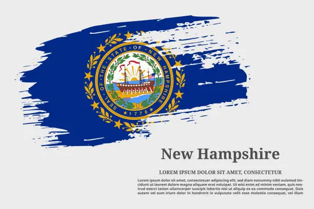 Vector illustration of New Hampshire US flag grunge brush and poster, vector