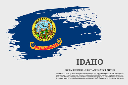 Idaho US flag grunge brush and text poster, vector