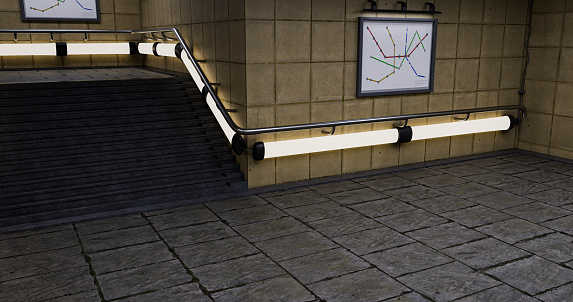 3d rendering walk way out from subway