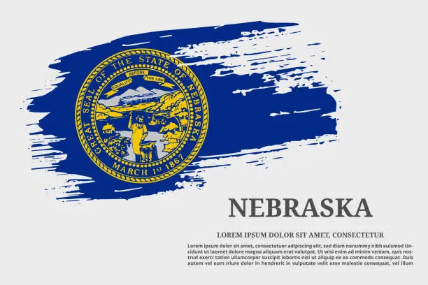 Vector illustration of Nebraska US flag grunge brush and poster, vector