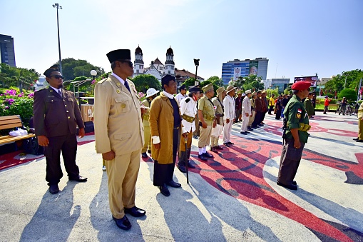 Member of the Traffic Police when inspecting motorcyclists and ticketing violating regulations, Batang, Indonesia, May 20, 2019