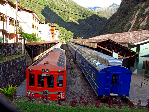 Machu Picchu, Peru - 05 May 2011: The train to Machu Picchu in Andes mountains, Peru, South America
