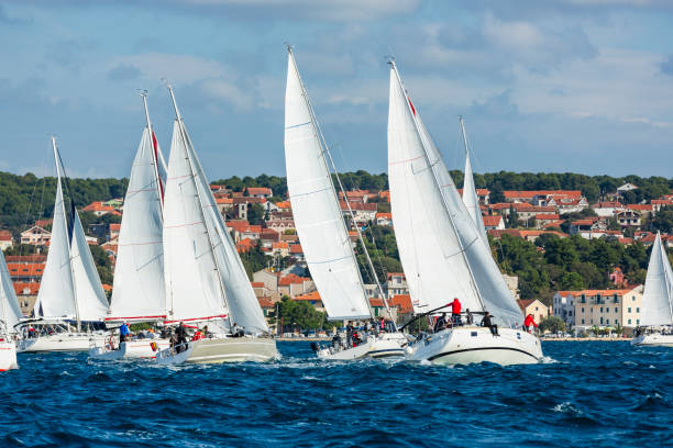 istock Sailing crews on sailboats on regatta 1899082419
