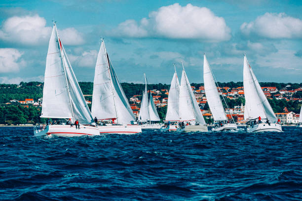 istock Sailing crews on sailboats on regatta 1899082925