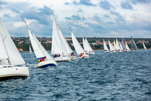 istock Sailing crews on sailboats on regatta 1899094465