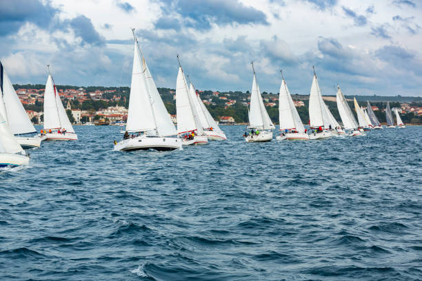 istock Sailing crews on sailboats on regatta 1899094468