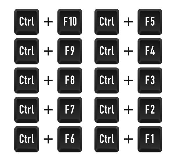 ctrl 및 f10, f9, f8, f7, f6, f5, f4, f3, f2, f1은 열려 있는 프로그램 간 전환입니다. 키보드 키. shift alt del. 컴퓨터 버튼. 컴퓨터 키보드 버튼 세트. 벡터 일러스트 레이 션 - f1 icons stock illustrations