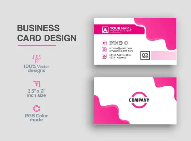 Vector illustration of Pink color business card design