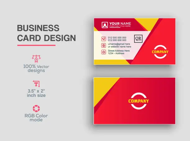 Vector illustration of Red color business card design