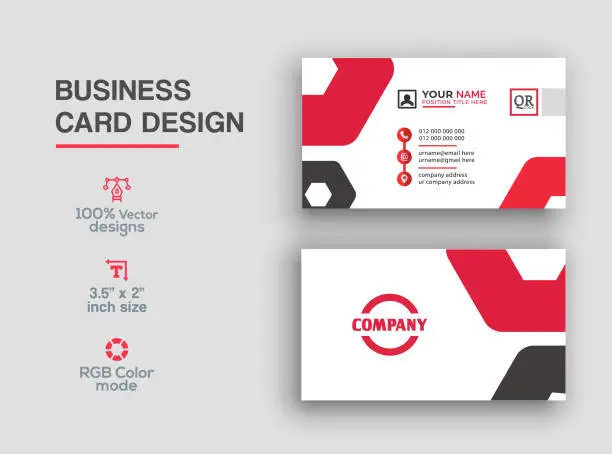 Vector illustration of Hexagon shape business card design